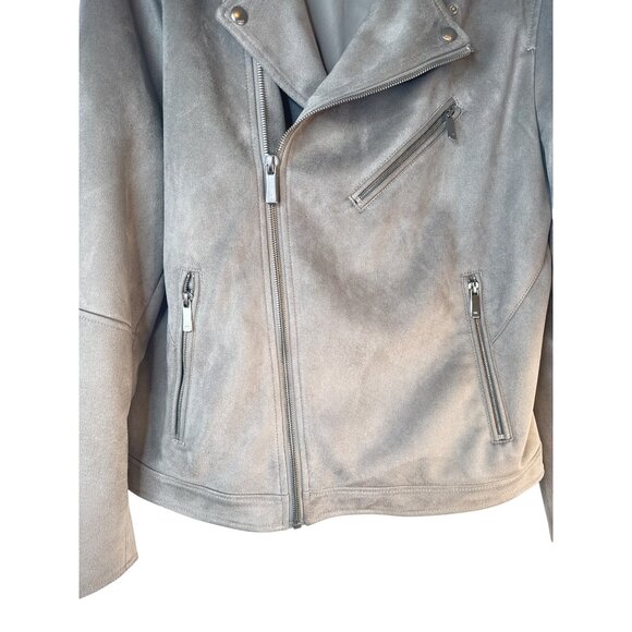 ZARA Gray Large Faux Suede Biker Jacket - Picture 8 of 16